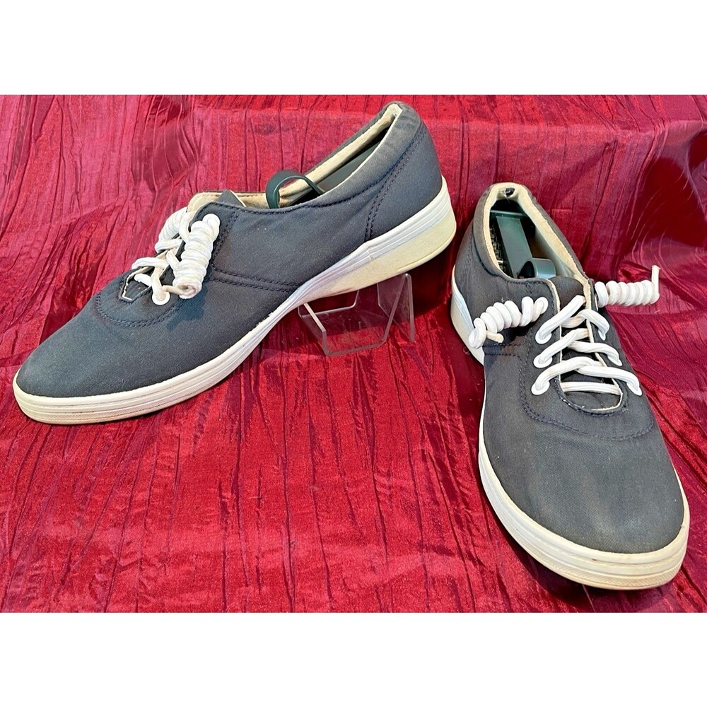 Womens Grasshopper Navy Canvas Slip-On Wedge Comfort Sneaker Shoes sz 10M